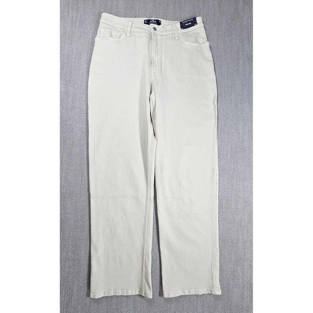 Hollister Ultra Women's 14R W32R Beige Denim High Rise Dad Jeans Straight Leg